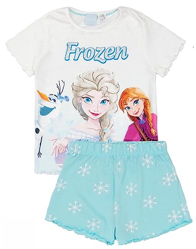 Disney Frozen Blaues Mädchen-Pyjama-Set | Kinder-Pyjama mit T-Shirt und Shorts „Die Eiskönigin“ | Frostiges Abenteuerdesign | Offizielle Ware kleine Eisprinzessinnen von Disney