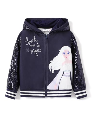 Disney Frozen Elsa Stitch Minnie Mouse Kleinkind Mädchen Jacke Pailletten Reißverschluss Hoodie Sweatshirt Mantel Geburtstag Kleidung 3-13 Jahre, Elsa-tibetanblue, 3-4 Jahre von Disney