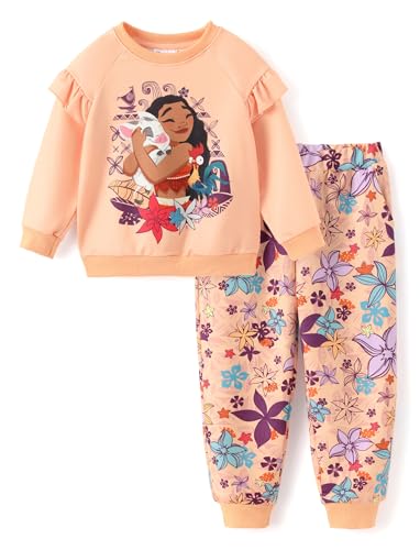 Disney Frozen Kleinkind Mädchen Outfits Langarm Shirt und Tasche Hose Bekleidungssets Herbst Casual Pullover Dailywear, Princess-Moana-Koralle, 4-5 Jahre von Disney