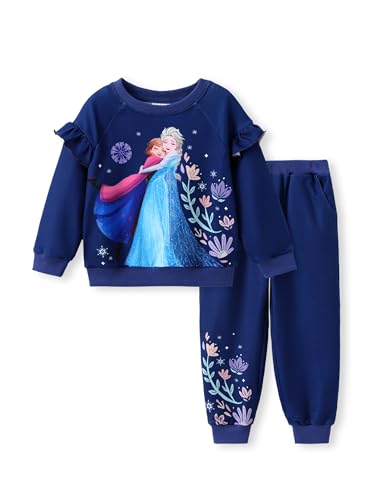 Disney Frozen Kleinkind Mädchen Outfits Langarm Shirt und Tasche Hose Bekleidungssets Herbst Casual Pullover Dailywear, Tiefblau, 4-5 Jahre von Disney