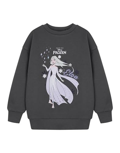 Disney Frozen Mädchen Graues Elsa Movie Sweatshirt | Elsa Frozen Sweatshirt für Kinder | Elsa Graphic Sweater Princess Apparel | Langarm Elsa Top für Mädchen Merchandise für Frozen Fans, grau, 5-6 von Disney