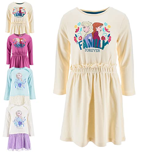 Disney Frozen - Mädchen - Kleid mit langen Ärmeln - Herbst Winter - Offiziell Lizenz, 1009 Beige, 8 Jahre von Disney