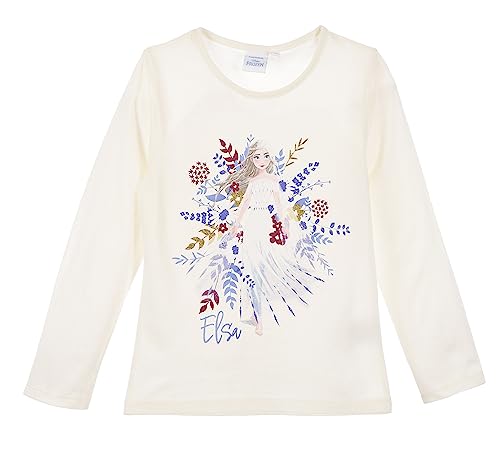 Disney Frozen Mädchen Langarmshirt (Weiß,8 Jahre) von Disney