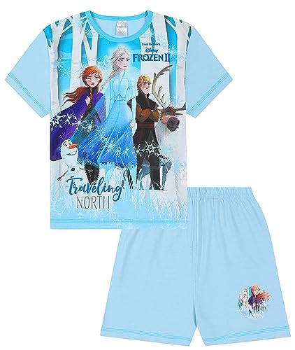 Disney Frozen Travelling North Mädchen Schlafanzug kurz Gr. 4 Jahre, blau von Disney