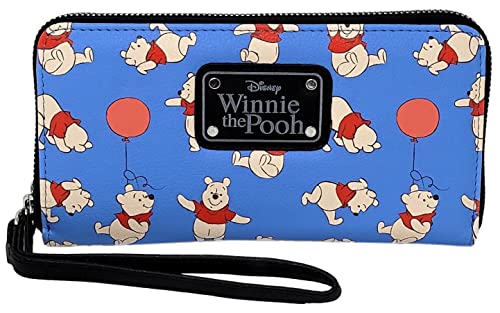 Disney Geldbörse mit Handgelenk, Mickey Minnie Mouse, Winnie Pooh, Reißverschluss, Clutch, Kunstleder, Winnie Puuh Blau, Clutch Geldbörse von Disney