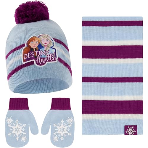 Disney Girls' Frozen 2, Elsa and Anna, Scarf and Gloves Cold Weather Set, Blue, Hat and Mittens, Age 2-4 von Disney