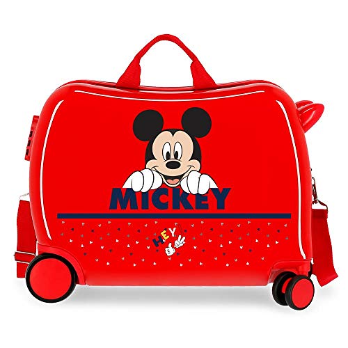 Disney Happy Mickey Kinder-Koffer Rot 50x38x20 cms Hartschalen ABS Kombinationsschloss 3,1Kgs 4 Räder Handgepäck von Disney