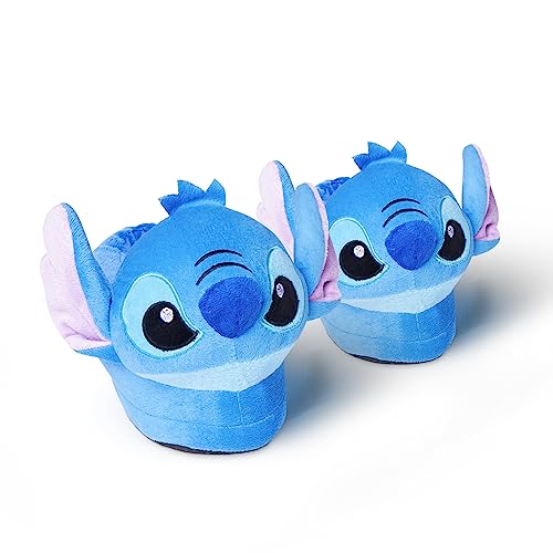 Disney Hausschuhe Damen Stitch 3D, Eeyore 3D und Baby Yoda 3D Plüsch Warme Flauschige Slippers Lustig (Blau Stitch, numeric_38) von Disney