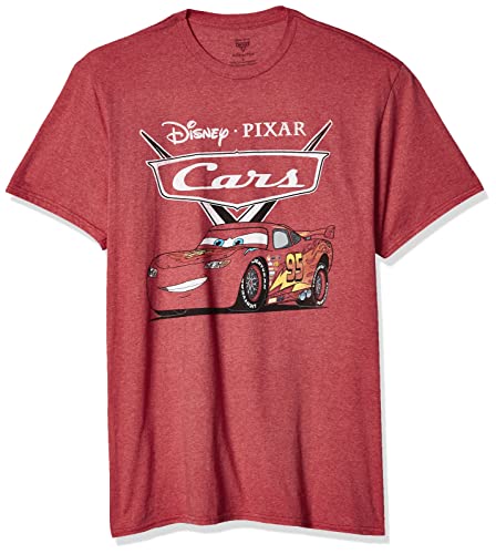 Disney Herren Cars Lightning McQueen T-Shirt, Rot meliert, Groß von Disney