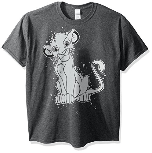 Disney Herren Der König der Löwen Simba Splatter T-shirt, Charcoal Heather, S von Disney