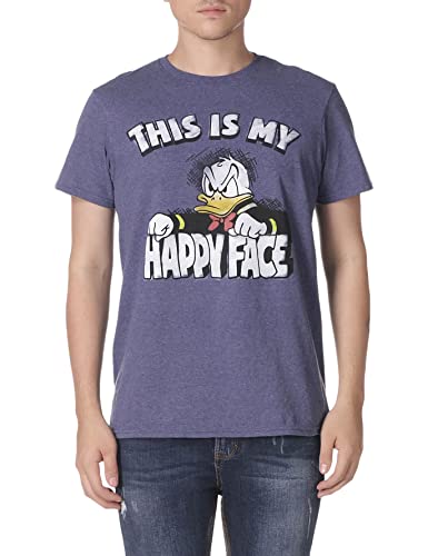 Disney Herren Donald Duck Happy Face T-Shirt, Marineblau, meliert, Mittel Disney Herren Donald Duck Happy Face T-Shirt, Marineblau, meliert, Mittel von Disney