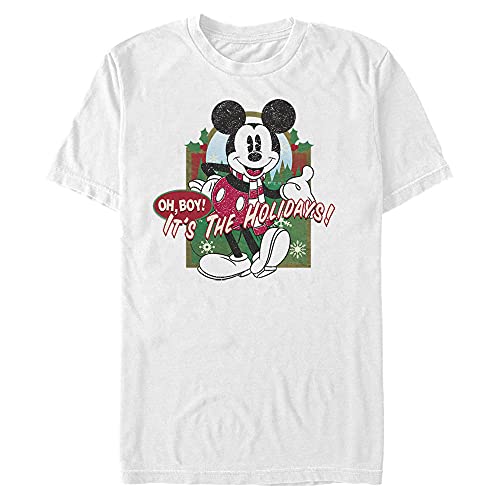 Disney Herren Mickey Classic Urlaub im Vintage-stil Mickey T-shirt, Weiß, S von Disney