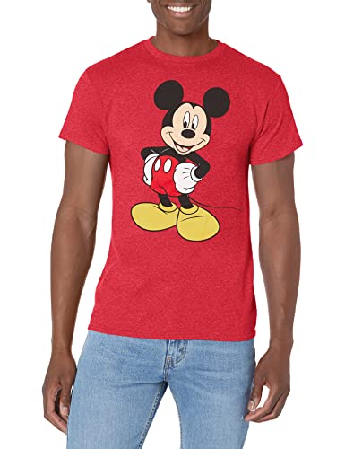 Disney Herren Klassisches Mickey Mouse Kurzarm voller Größe T-Shirt, Rot meliert, XX-Large von Disney