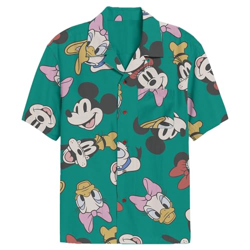 Disney Herren Mickey and Friends Button Down Shirt, Mehrfarbig, Klein von Disney