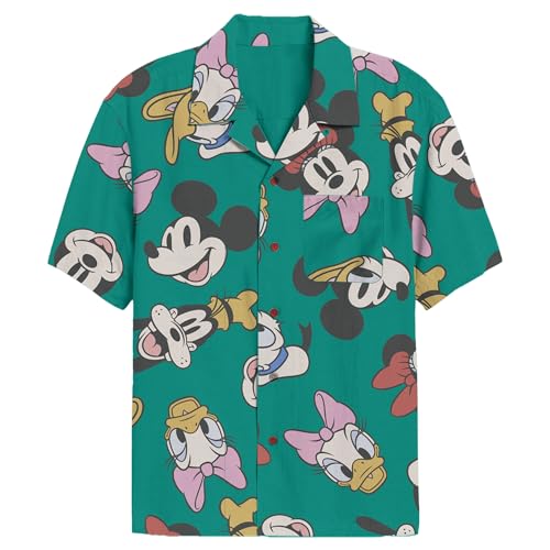 Disney Herren Mickey and Friends Shirt Hemd mit Button-Down-Kragen, Mehrfarbig, XL von Disney