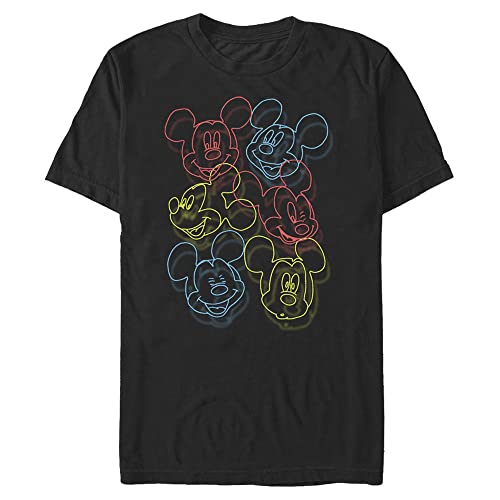 Disney Herren Neon Heads T-Shirt, schwarz, 4XL von Disney