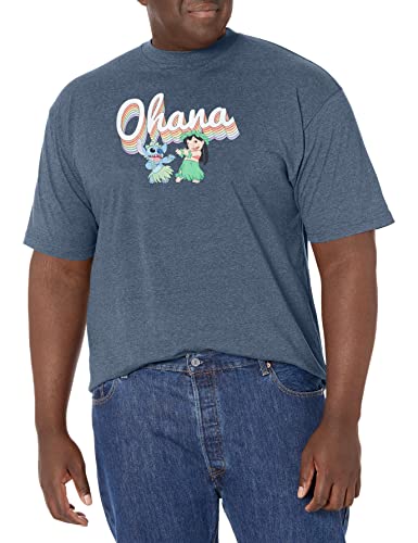 Disney Herren Rainbow Ohana T-Shirt, Marineblau Heather, XL Groß Tall von Disney