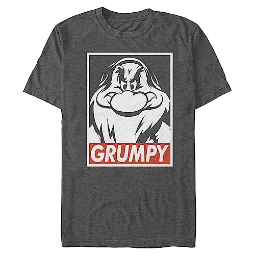 Disney Herren Snow White and Seven Dwarfs Grumpy Graphic T-Shirt, Dunkelgrau meliert, XX-Large von Disney