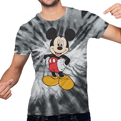 Disney Herren-T-Shirt, klassisch, Micky Maus, volle Größe, Grafik, kurzärmelig, Premium schwarz-weiße Spiralwäsche, XX-Large von Disney