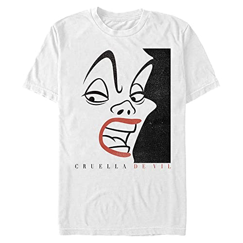 Disney Herren Villains Cruella Cover T-shirt, Weiß, XL von Disney