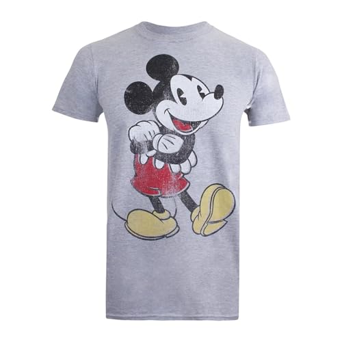 Disney Herren Vintage Mickey T-Shirt, Grau (Sports Grey), S von Disney