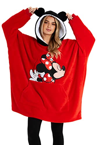 Disney Übergroße Kapuzenpullover Damen Hoodie Decke Mädchen Teenager Herren (Rot) von Disney