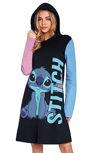 Disney Damen Hoodie Kapuzenpullover Lang Minnie Mickey Sweatkleid Damen Pullover Kleid Langarm Damen Teenager Cute Hoodie Oversize Klamotten Damen (Schwarz, M) von Disney