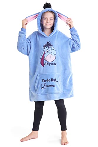Disney Stitch Kapuzenpullover Mädchen, Übergroße Hoodie Decke Kinder mit Sherpa-Kapuze und Kängurutasche One Size (Hell Blau) von Disney