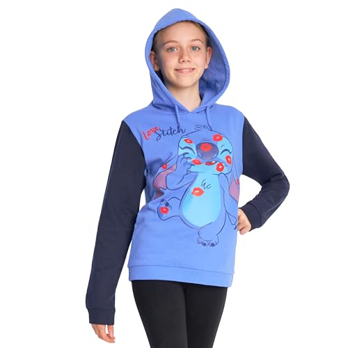 Disney Hoodie Mädchen Kinder, Stitch Baby Yoda Coole Pullover Mädchen Jugendliche 7-14 Jahren - Mädchen Geschenke (Blau/Schwarz Stitch, 9-10 Jahre) von Disney