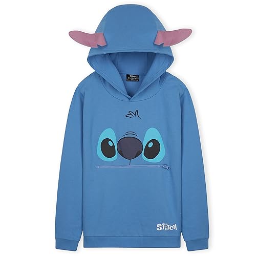 Disney Hoodie für Mädchen, Coole Pullover für Kinder und Jugendliche - Mädchen Geschenke (Blau Stitch, 11-12 Jahre) von Disney