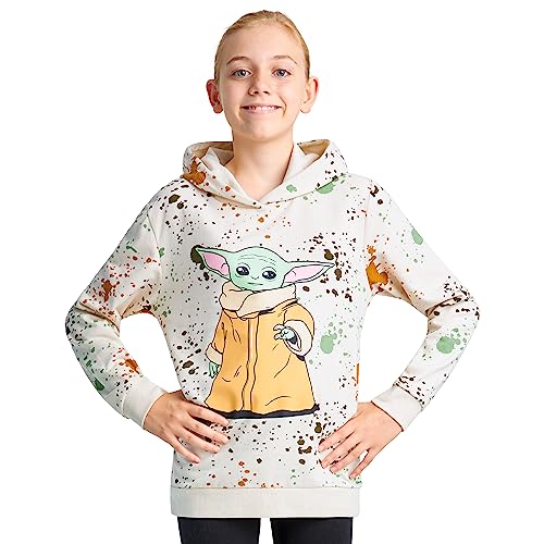 Disney Hoodie Mädchen Kinder, Stitch Baby Yoda Coole Pullover Mädchen Jugendliche 7-14 Jahren - Mädchen Geschenke (Creme Baby Yoda, 11-12 Jahre) von Disney