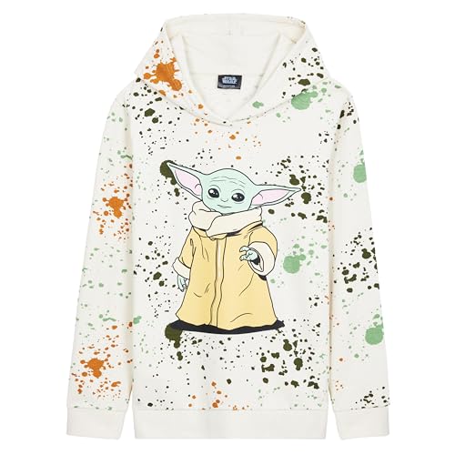 Disney Stitch Pullover Mädchen, Warm, Weich & Trendy, Hoodie Kapuzenpullover für Kinder, Geschenke für Mädchen (Creme Baby Yoda, 11-12 Jahre) von Disney