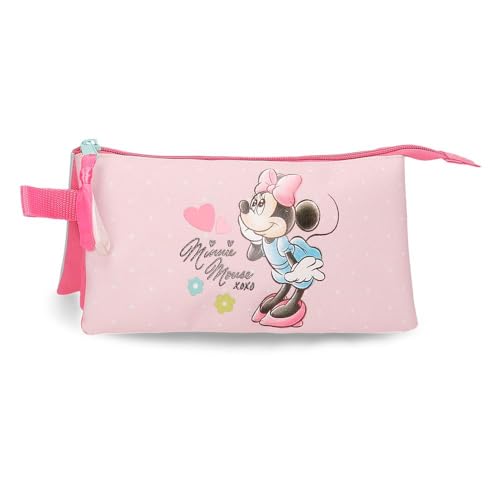 Disney Joumma Minnie Imagine Federmäppchen, 3 Fächer, Rosa, 22 x 12 x 5 cm, Polyester, L, Rosa, Dreifaches Federmäppchen von Disney