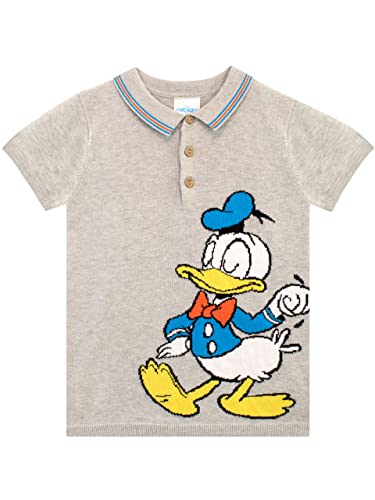 Disney Jungen Donald Duck Polohemd Kurzärmeliges Stricktop für Kinder Grau 122 von Disney