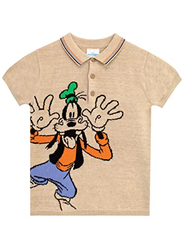 Disney Jungen Goofy Strickpolo Kurzarm Poloshirt für Kinder 122 Beige von Disney