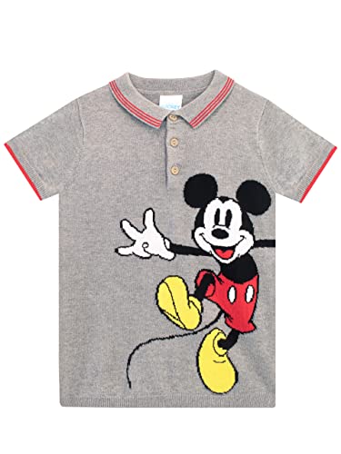Disney Jungen Mickey Mouse Polohemd Kurzärmeliges Stricktop für Kinder Grau 110 von Disney
