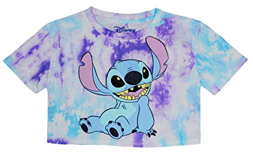 Disney Junior Stitch Tie Dye Crop Top, Shirt for Girls, Blue, XS von Disney