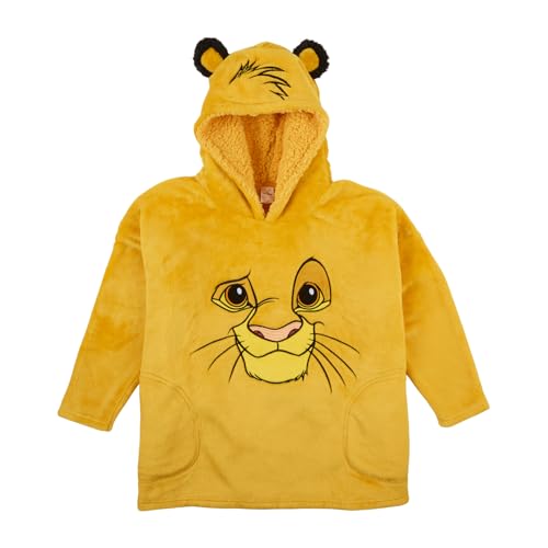 Disney Kapuzenpullover der Löwen für Kinder, übergroßer Kapuzenpullover, weiche Fleecedecke, Simba Kapuzenmantel, Sherpa-Kapuzenfutter, Geschenk für Mädchen, Einheitsgröße, Alter 4–10 Jahre, Gelb, von Disney