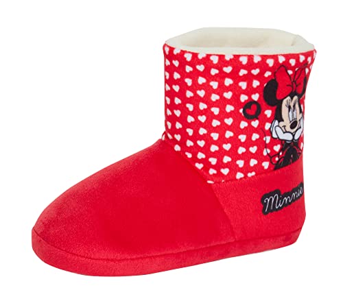 Disney Kinder Minnie Mouse Hausschuhstiefel für Mädchen Hausschuhe mit Fleece-Futter Warme Stiefelhausschuhe, Rot, 29 EU von Disney