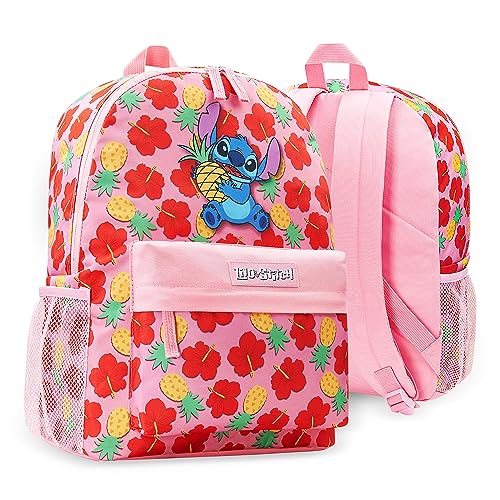 Disney Stitch Kinder Rucksack, Geräumig School Bag mit verstellbaren Trägern, Strapazierfähig Stitch Rucksack mit Maschenaufdruck, Ideal Lilo und Stitch Geschenke für Fans, 40 x 31 cm, Rosa von Disney