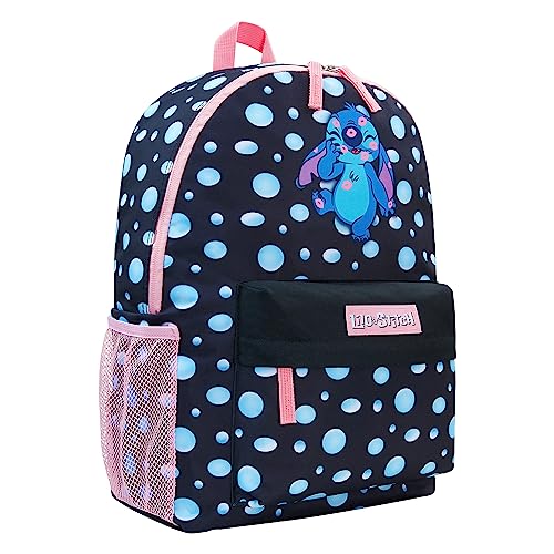 Disney Stitch Kinder Rucksack, Geräumig School Bag mit Verstellbaren Trägern, Strapazierfähig Stitch Rucksack mit Stitch Print, Ideal Lilo und Stitch Geschenke für Fans, 42 x 30 cm, Schwarz von Disney