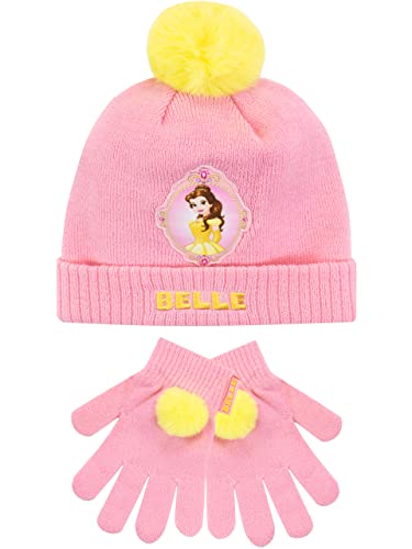 Disney Kinder Wintermütze und Handschuhe Set Belle Rosa One Size von Disney