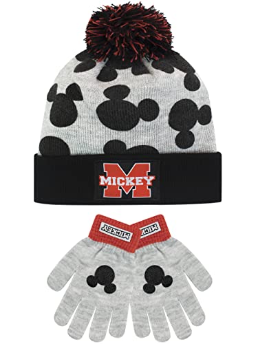 Disney Kinder Wintermütze und Handschuhe Set Mickey Mouse Grau One Size von Disney