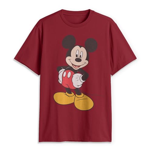 Disney Klassisches Mickey Mouse Herren-T-Shirt, volle Größe, Grafik, kurzärmelig, Cardinal, XX-Large von Disney