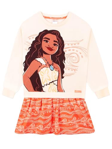 Disney Kleid Mädchen Vaiana | Prinzessin Kleid Mädchen | Sweatshirtkleid | Orange 134 von Disney