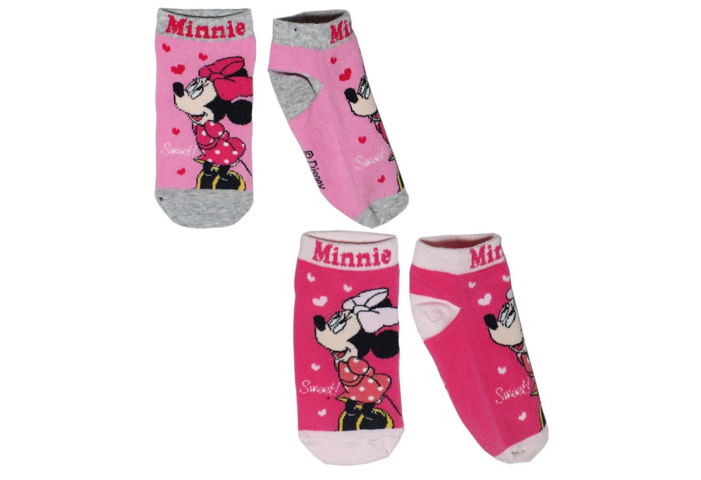Disney Kurzsocken Disney Minnie Maus Kinder Mädchen kurze Socken Pink Rosa im 2-er Pack Gr. 23 bis 34 von Disney