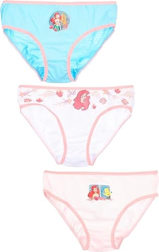 Disney La Little Mermaid Set 3 Slips mit Ariel, für Mädchen, 100 % Baumwolle, Rosa, 6-8 Jahre von Disney
