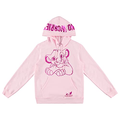 Disney Ladies Lion King Fashion Sweatshirt - Ladies Classic Hakuna Matata Clothing Lion King Foil Hoody (Blush, X-Large) von Disney