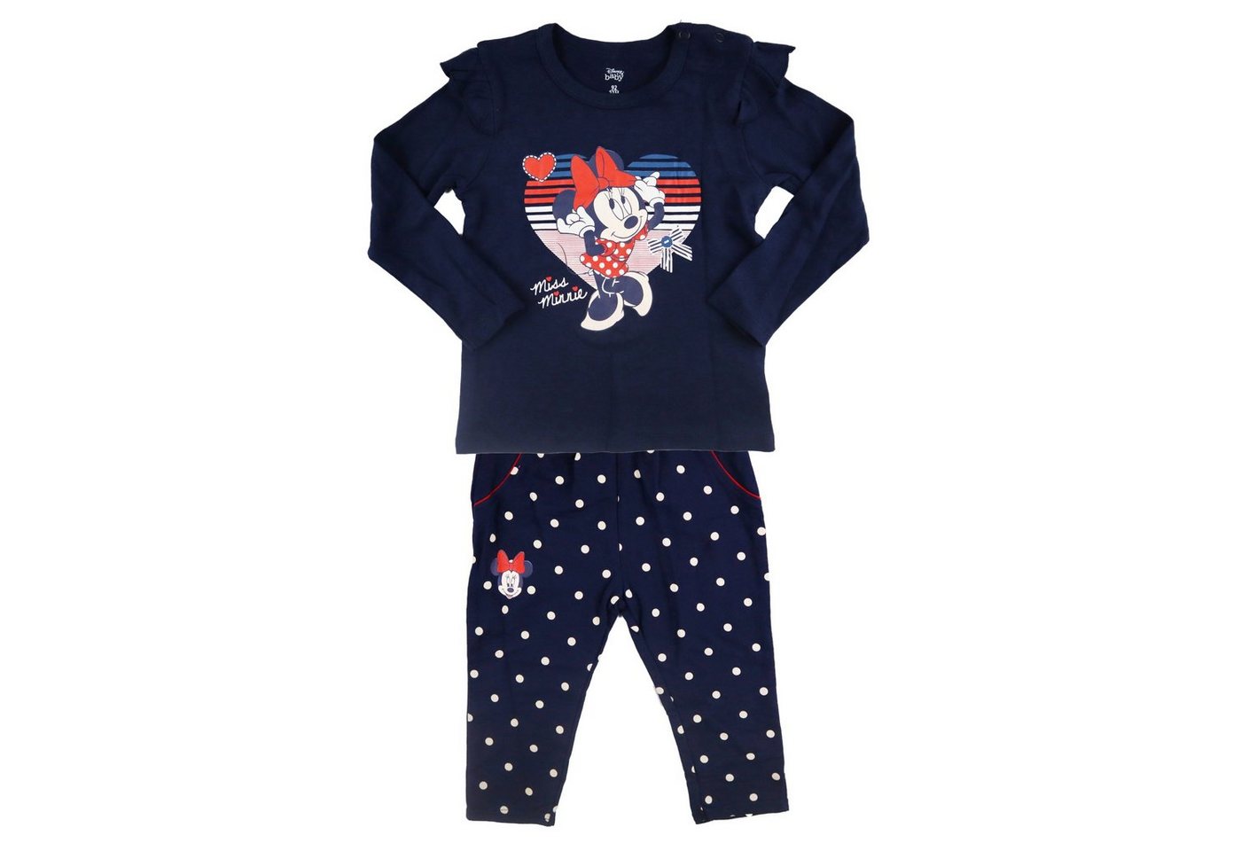 Disney Langarmshirt Disney Minnie Maus Baby 2tlg. Set langarm Shirt plus Hose Gr. 62 bis 92, 100% Baumwolle von Disney