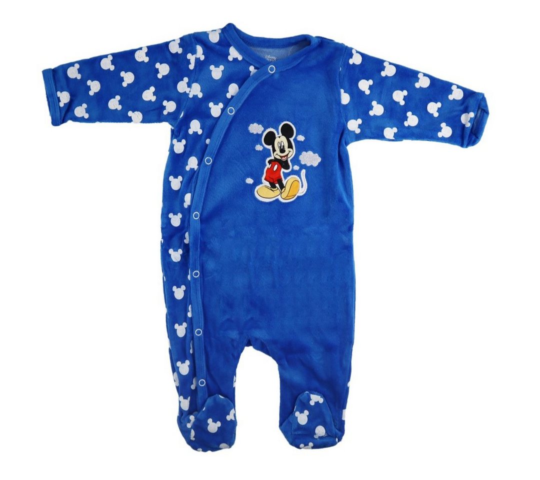 Disney Langarmwickelbody Disney Mickey Maus Baby Kleinkind Velour Strampler Einteiler Gr. 62 bis 92 von Disney